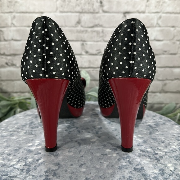 Madden Girl Kiarra Polka Dot Peep Toe Red Patent Retro Heels Women’s 8M❤️VGUC❤️ - Picture 6 of 10